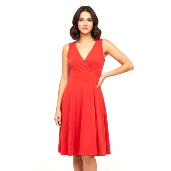 New York & Company Dresses & Skirts - New York & Company Red Sleeveless V-Neck A-Line Dress Size Small